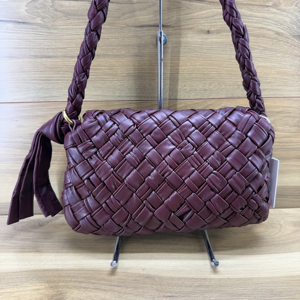 Walter Baker Halston Flap Shoulder Bag Woven Leather Black Jam $498 Minimalist - Picture 5 of 8